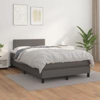 Boxspring met matras kunstleer grijs 140x200 cm - thumbnail