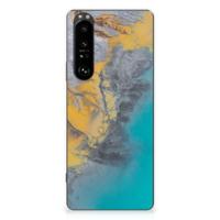 Sony Xperia 1 III | TPU | Siliconen hoesje | Marble Blue Gold - thumbnail