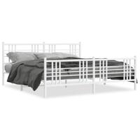 Bedframe met hoofd- en voeteneinde metaal wit 200x200 cm - thumbnail