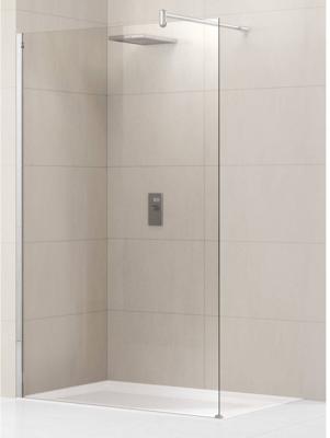 Novellini Lunes glaswand 80x195 210cm mat chroom profiel helder glas lunesh80-1b