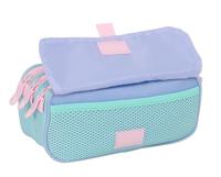 Pennenetui met 3 vakken Munich Mellow Blauw Roze Hemelsblauw 21,5 x 10 x 8 cm - thumbnail