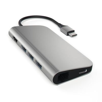 SATECHI Aluminium Multipoort Adapter 4K HDMI, USB-C Pass-Through, Gigabit Ethernet, SD/Micro Kaartlezers, USB 3.0 - Voor M2/ M1 Macbook Pro/Air, M2/ M1 iPad Pro/Air, M2 Mac Mini (Spacegrijs)