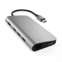 SATECHI Aluminium Multipoort Adapter 4K HDMI, USB-C Pass-Through, Gigabit Ethernet, SD/Micro Kaartlezers, USB 3.0 - Voor M2/ M1 Macbook Pro/Air, M2/ M1 iPad Pro/Air, M2 Mac Mini (Spacegrijs) - thumbnail