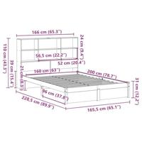 Bed met boekenkast zonder matras massief grenenhout 160x200 cm - thumbnail
