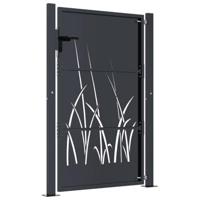 VidaXL Poort 105x155 cm met grasontwerp staal antracietkleurig - thumbnail