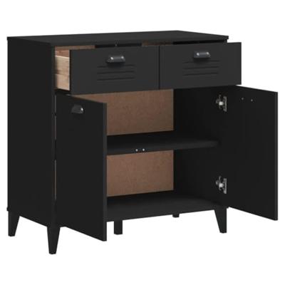 Dressoir VIKEN 80x40x80 cm bewerkt hout zwart