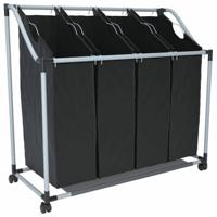 VidaXL Wassorteerder met 4 zakken zwart en grijs - thumbnail
