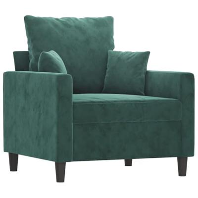 Fauteuil met voetenbank 60 cm fluweel donkergroen