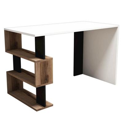 Homemania Computerbureau Snap 120x60x75 cm wit zwart en walnootkleurig