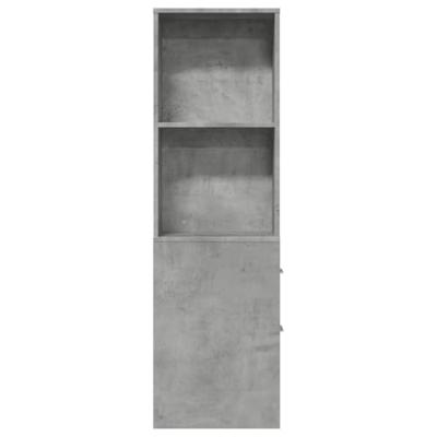 Badkamerkast smal met wielen bewerkt hout betongrijs Badkamerkast smal met wielen bewerkt hout betongrijs