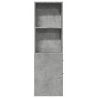 Badkamerkast smal met wielen bewerkt hout betongrijs - thumbnail