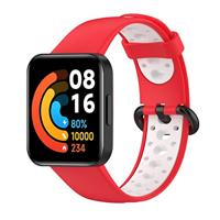 By Qubix - Tweekleurige sportband - Rood met wit - Compatible met Xiaomi Redmi Watch 2 (Lite) - Compatible Xiaomi bandje - thumbnail