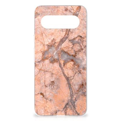 Google Pixel 8 | TPU | Siliconen hoesje | Marmer Oranje Google Pixel 8 | TPU | Siliconen hoesje | Marmer Oranje