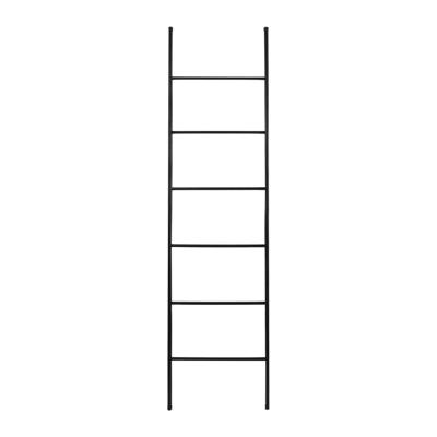 QUVIO Decoratie ladder - Decoratieve ladder - Handdoekladder - Wandrek - Kledingrek - Vrijstaand - Voor binnen - Decoratieve accessoires - Industrieel - Zwart - Metaal - 171 x 41,5 cm