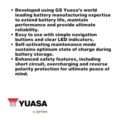 Yuasa YCX1.5 Loodaccu-lader 6 V, 12 V Laadstroom (max.) 1.5 A Yuasa YCX1.5 Loodaccu-lader 6 V, 12 V Laadstroom (max.) 1.5 A