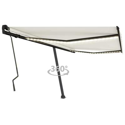 Luifel handmatig uittrekbaar met LED 400x300 cm crèmekleurig