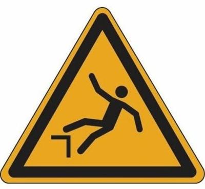 vallen door hoogteverschil waarschuwingspictogram  - 100 mm breed - Sticker