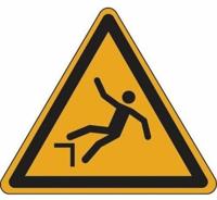 vallen door hoogteverschil waarschuwingspictogram  - 100 mm breed - Sticker - thumbnail