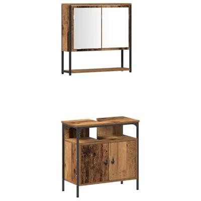 4-delige badkamermeubelset van oud hout, engineered wood