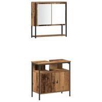 4-delige badkamermeubelset van oud hout, engineered wood - thumbnail
