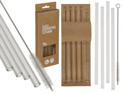 Transparante glazen rietjes (set van 4)