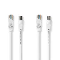 Nedis CSGL4500WT50 Coax- En Cat6-combikabel Iec (coax) Male / Rj45 Male Iec (coax) Female / Rj45 Male Vernikkeld Rg58 75 Ohm Dubbel Afgeschermd 5.00 M Rond Pvc Wit Label - thumbnail