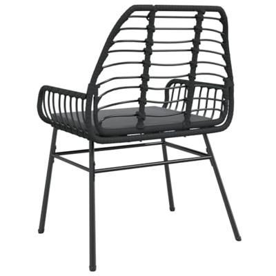 Tuinstoelen 2 st met kussens poly rattan zwart - thumbnail