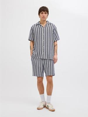 Jack - Jones Jpstjaiden Coba Stripe Jog Short Srt Sn Korte Broeken Ocean Cavern