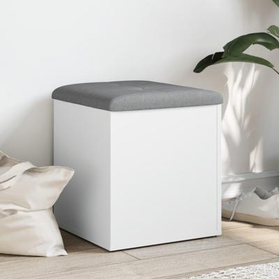 Opbergbankje 42x42x45 cm bewerkt hout wit Opbergbankje 42x42x45 cm bewerkt hout wit