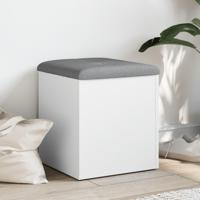 Opbergbankje 42x42x45 cm bewerkt hout wit - thumbnail