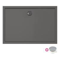 Douchebak Xenz Mariana | 140x100x4 cm | Incl.Afvoersifon-Chroom | Acryl | Rechthoekig | Antraciet mat - thumbnail