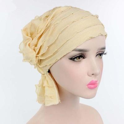 Moslim stapelen GLB chiffon fold tulband GLB chemotherapie GLB (beige)