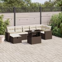 8-delige Loungeset met kussens poly rattan bruin - thumbnail