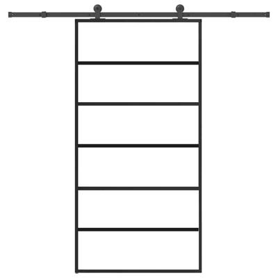 Schuifdeur met beslagset 102x205 cm aluminium en ESG-glas