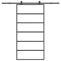 Schuifdeur met beslagset 102x205 cm aluminium en ESG-glas - thumbnail