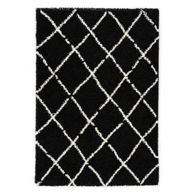 Boho&me Hoogpolig vloerkleed ruiten Habitat - zwart|wit - 100x200 cm