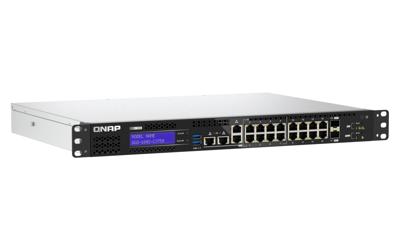 QNAP QGD-1602-C3758-16G-US Smart Edge-switch die QTS uitvoert en virtuele machines (VM's) ondersteunt, waardoor veelzijdige toepassingen aan al uw netwerkbehoeften kunnen voldoen. (Diskless)