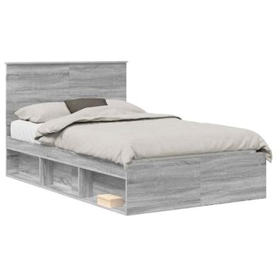 Bedframe Grijs Sonoma 120 x 190 cm Massief grenenhout