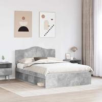Bedframe met hoofdeinde Beton 140 x 190 cm Massief grenenhout - thumbnail
