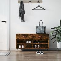 VidaXL Schoenenbank 102x35x55 cm bewerkt hout gerookt eikenkleurig - thumbnail