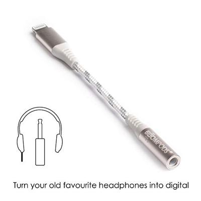 Boompods Audioline Lightning naar 3,5 mm hoofdtelefoonaansluiting adapter - MFI-gecertificeerde iPhone Lightning-kabel naar Aux-adapter, duurzame 10,8 cm gevlochten kabel, connector voor bedrade