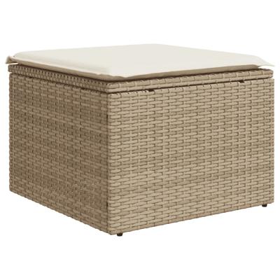 5-delige Loungeset met kussens poly rattan beige - thumbnail