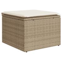 6-delige Loungeset met kussens poly rattan beige - thumbnail