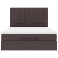 Ottoman bed met matras en LED's 140x190cm stof donkerbruin - thumbnail