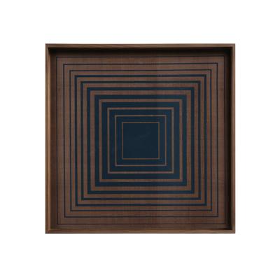 Ethnicraft Vierkant Dienblad 'Linear Flow' 38 x 38cm, kleur Ink Ethnicraft Vierkant Dienblad 'Linear Flow' 38 x 38cm, kleur Ink