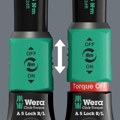 Wera Click-Torque Lock A 5 R/L 05075693001 Momentsleutel Met doorsteekvierkant 1/4 (6.3 mm) 2.5 - 25 Nm