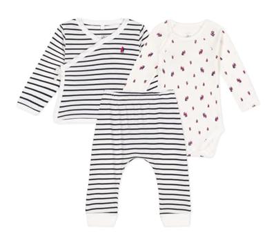 3-delige babyset PETIT BATEAU blauw, gestreept