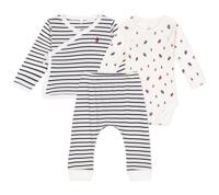 3-delige babyset PETIT BATEAU blauw, gestreept - thumbnail