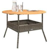 Tuintafel met acaciahouten blad 110x71 cm poly rattan grijs - thumbnail