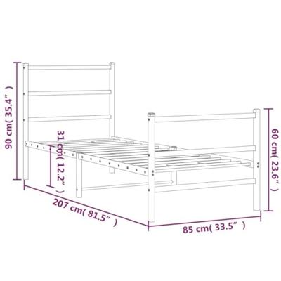 Bedframe met hoofd- en voeteneindemetaal wit 80x200 cm